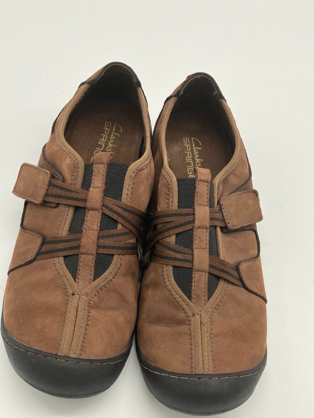 Clarks Springers Slip on With Elastic Closure Leather Brown Women Sz 9M